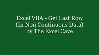 Excel VBA Get Last Row