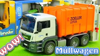 Müllwagen, Traktoren, Lastwagen, Bauernhof, sehr beliebtes Spielzeug von Bruder Spielwaren auspacken