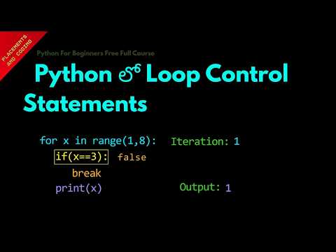 Loop Control Statement In Python Telugu Lesson 52 Python For Beginners