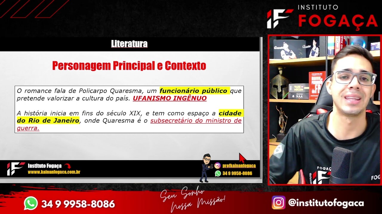 Literatura PMMG   O triste fim de Policarpo Quaresma AULA RESUMIDA