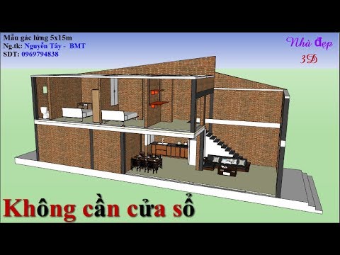 Nhà 3D | Gác Lửng 5x15 có giếng trời | phần kết cấu