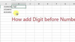 How to add digits in front of a number in excel || number format in excel