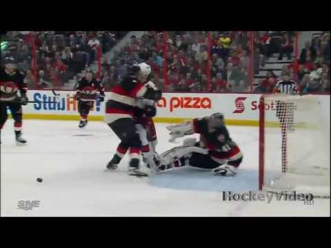Craig Anderson amazing save on Joe Corvo . Apr 16, 2013