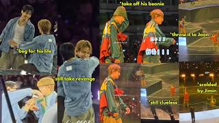 Download lagu Taehyung throwing his beanie at Namjoon bc he wasn’t on the rising stage😭 then Jimin scolds Joonie😅 mp3