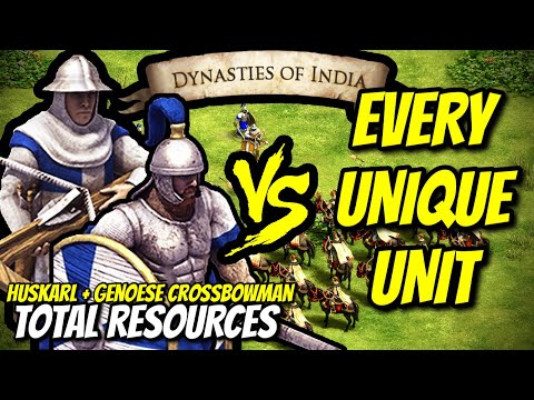HUSKARL + GENOESE CROSSBOWMAN vs EVERY UNIQUE UNIT (Total Resources) | AoE II: DE