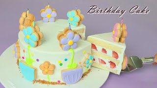 [Eng Sub] 생크림 생일 케이크 만들기/ 아이싱 쿠키 만들기/기본 쿠키 만들기/ How to make a lovely birthday cake / Royal Icing