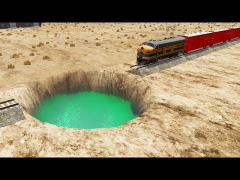 Trains VS Giant Water Pit - BeamNG Drive