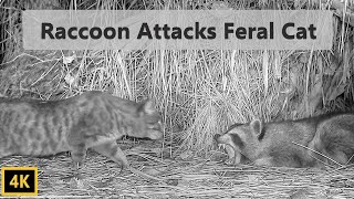 Raccoon Attacks Feral Cat