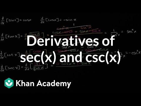 Derivatives Of Sec X And Csc X Video Khan Academy