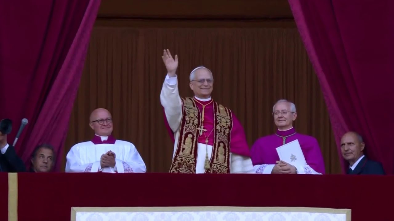 Pope Leo XIV addresses supporters in St. Peter's Square at the Vatican after his election