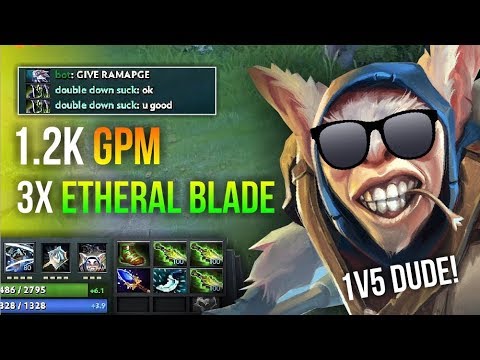 BEST MEEPO EVER - 3x Etheral Blade Meepo Rampage by Ahjit | Dota 2