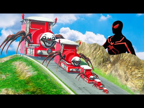Big & Small Choo-Choo Charles vs Train vs DOWN OF DEATH in BeamNG.Drive