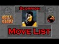 Mortal Kombat 1 1992 Scorpion Move List