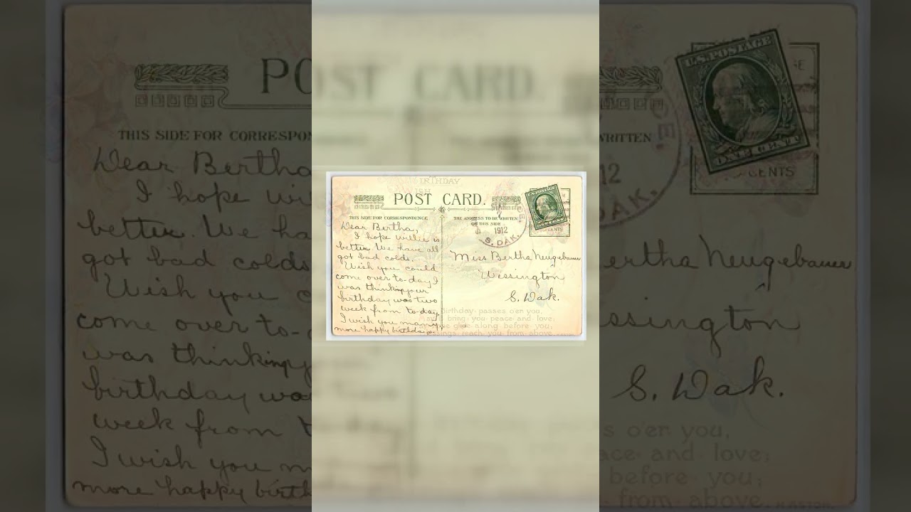H. Aston Birthday Wish Postcard, Divided Back, 1912, South Dakota Video