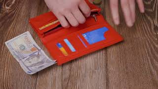 Вертикальний жіночий гаманець на магнітах із натуральної шкіри ST Leather 22539 червоний