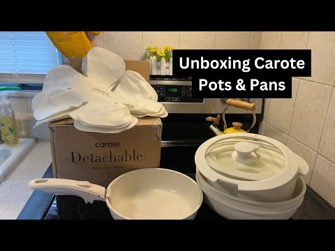 Unboxing CAROTE 17-Piece Pots & Pans Set 🍳 | Detachable Handle Nonstick Cookware | Space-Saving