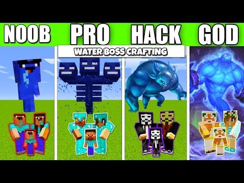 Minecraft Battle : WATER BOSS FAMILY CRAFTING CHALLENGE - NOOB vs PRO vs HACKER Minecraft Animation