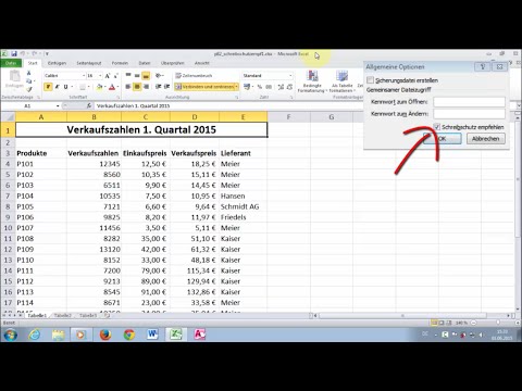 Excel 2010 Aufbau P82 Schreibschutz für Arbeitsmappe empfehlen / aufheben