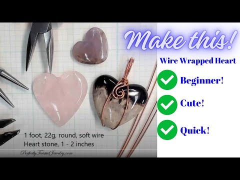 Wire Wrap a Heart Stone! ❤️ Beginner! Cute, Quick Pendant