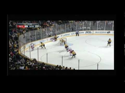 Double Tough - Pavel Datsyuk exchange hits with Shea Weber Dec 15 2011