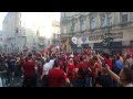AS Roma fans singing very loud in the streets of Budapest