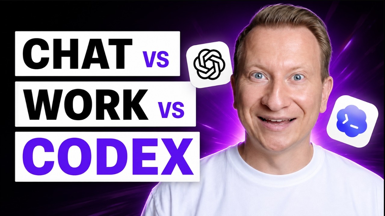 Video thumbnail for Video Tutorial: ChatGPT Work vs Chat vs Codex: Complete Guide
