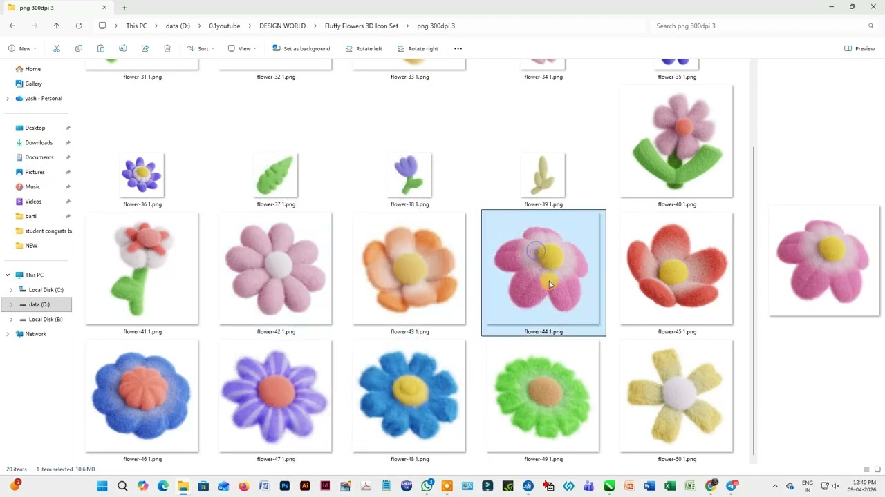 Fluffy Flowers 3D Icon Set PNG FILES Free Download