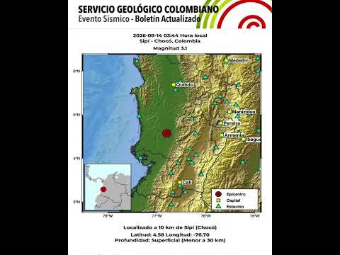Seguidilla de temblores sorprende a Chocó en la noche del 13 de agosto y madrugada del 14 de agosto