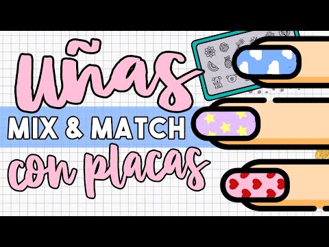 ¡DIVERTIDAS! · UÑAS MIX & MATCH CON PLACAS ❤️⭐️☁️🙂