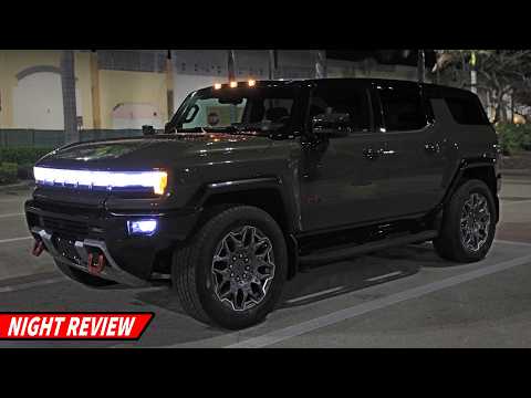 What's it like driving the American Super-Sized 2025 GMC Hummer EV SUV at night?