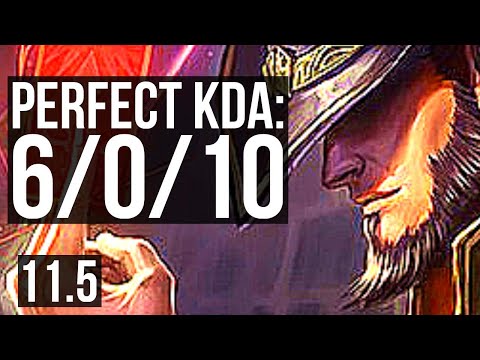 TWISTED FATE vs NOCTURNE (MID) | 6/0/10, 800+ games, 1.2M mastery, Rank 9 TF | KR Challenger | v11.5
