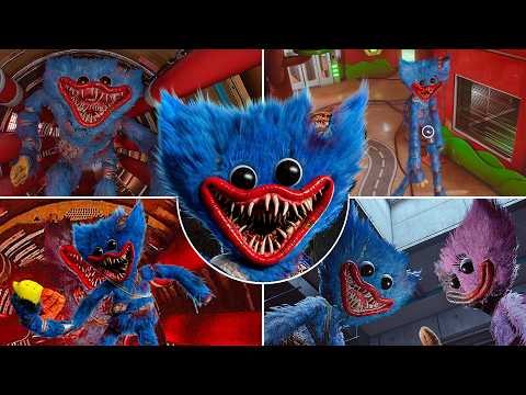 ALL Huggy Wuggy Chase Scenes - Poppy Playtime Chapter 5