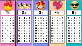 Aprenda as TABUADAS de DIVIDIR do 1 ao 10 de forma fácil e rápida🎧║📚 TABUADAS de DIVISÃO do 1 ao 10🔥