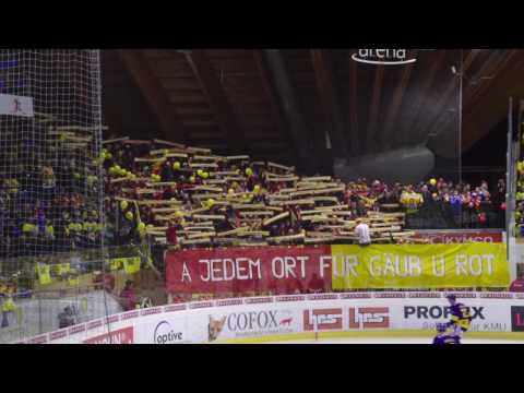 Choreo "A jedem Ort für Gäub u Rot" (HC Davos vs. SCL Tigers, 50. Saisonspiel)