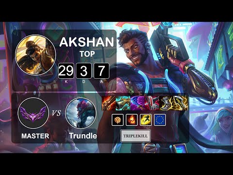 Top Akshan vs Trundle - LOL EUW Master Season 12 Patch 12.3