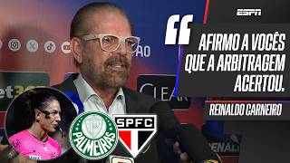 PRESIDENTE DA FPF VÊ ARBITRAGEM CORRETA EM PALMEIRAS X SÃO PAULO E BRINCA: 'PRECISAMOS REZAR ANTES'