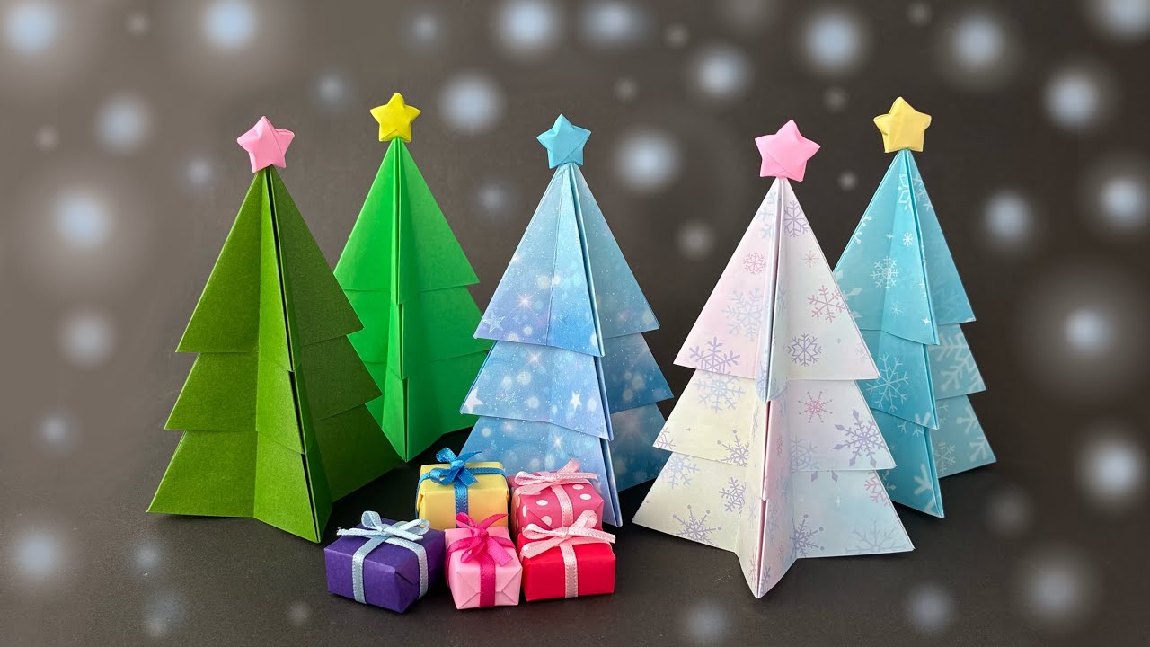 【折り紙】簡単でお洒落♡クリスマスツリーの作り方 ミニプレゼントの作り方も♪