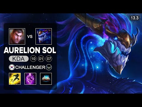 T1 Faker Aurelion Sol vs Jayce Mid - KR Challenger - Patch 13.3 Season 13