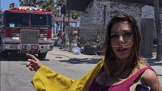 Daisy interview during fire in Venice.