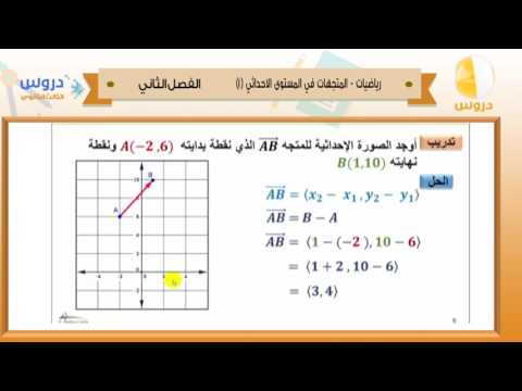 الثالث الثانوي | الفصل الدراسي الثاني 1438 | رياضيات | المتجهات في المستوى الاحداثي 1