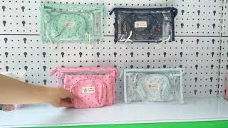 Set 3 túi nhiều size đựng mỹ phẩm, túi đa năng đựng đồ dùng cá nhân thẻ tiền nhiều màu xinh xắn