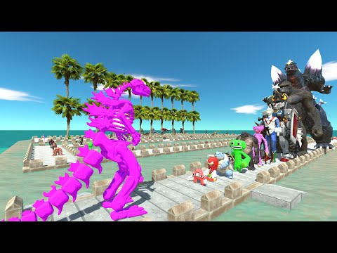 Godzilla Skeleton Purple vs Space Godzilla COCONUT DEATH RUN - Animal Revolt Battle Simulator