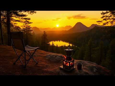 Evening Coffee in the Mountains – Sunset by the Campfire | Nature ASMR ☕️🔥🌄