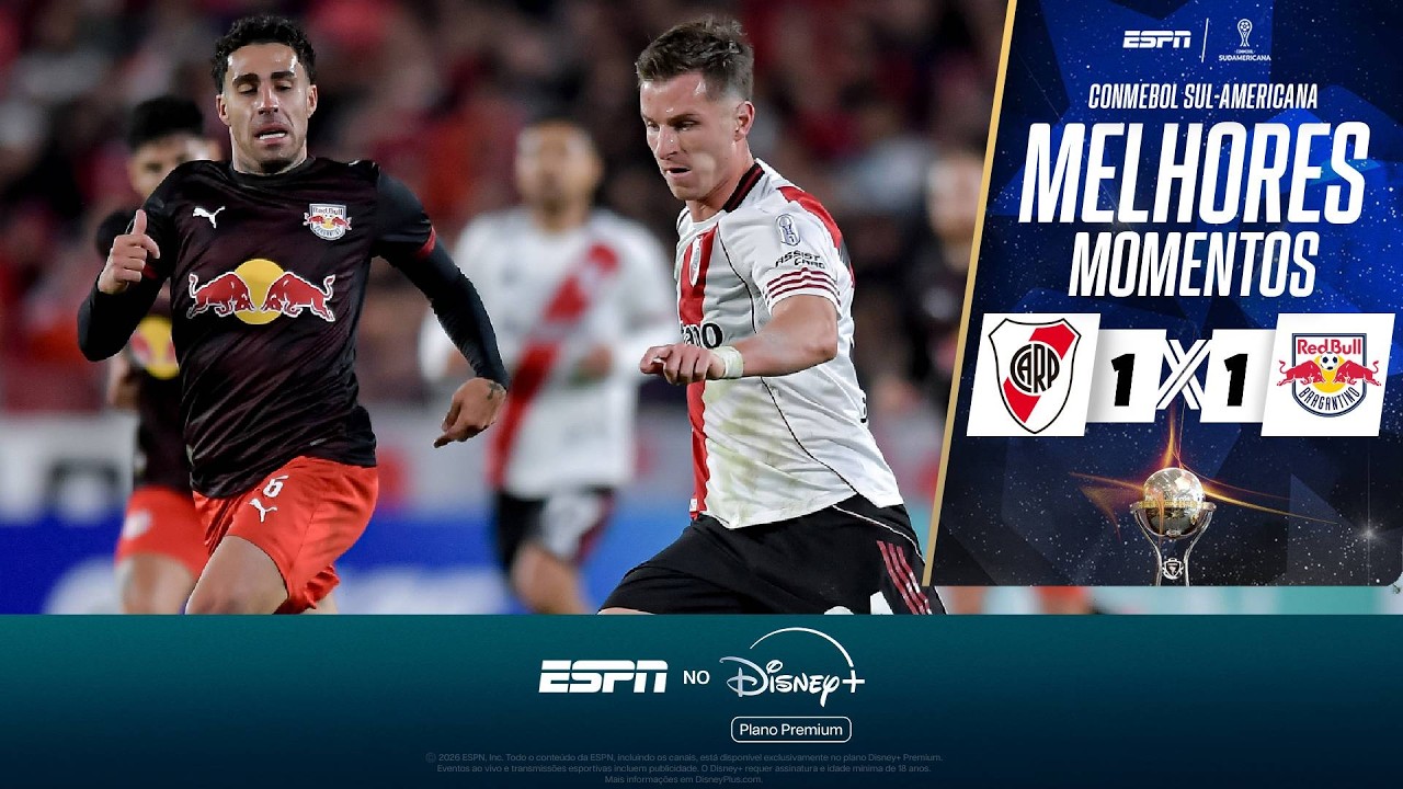 RED BULL BRAGANTINO LEVA GOL NO FIM, EMPATA COM RIVER PLATE E TEM VAGA AMEAÇADA NA SUL-AMERICANA