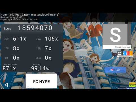 100% legit HD HR DT FL on Hommarju feat. Latte - masterpiece by ArKTiZ 809pp  better than Cookiezi