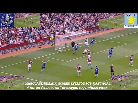 MAROUANE FELLAINI SCORING EVERTON FC’s FIRST GOAL V ASTON VILLA FC – 12TH APRIL 2009-VILLA PARK