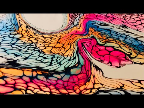 #306. Fluid Acrylics -- Fluorescent Neon Fluid Art Swipe!   sheleeart recipe / asmr / negative space