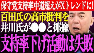 ※日本保守党の支持率、中道超えの事実がXトレンドに！百田尚樹の高市批判を井川意高が●●と揶揄。井川氏の支持率下げ活動は失敗【あさ8/有本香/記者会見/猫組長/決別宣言/選挙/街頭演説/最新/ライブ】
