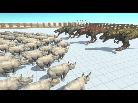 T-Rex Brothers vs 100 Modern Mammals Animal Revolt Battle Simulator