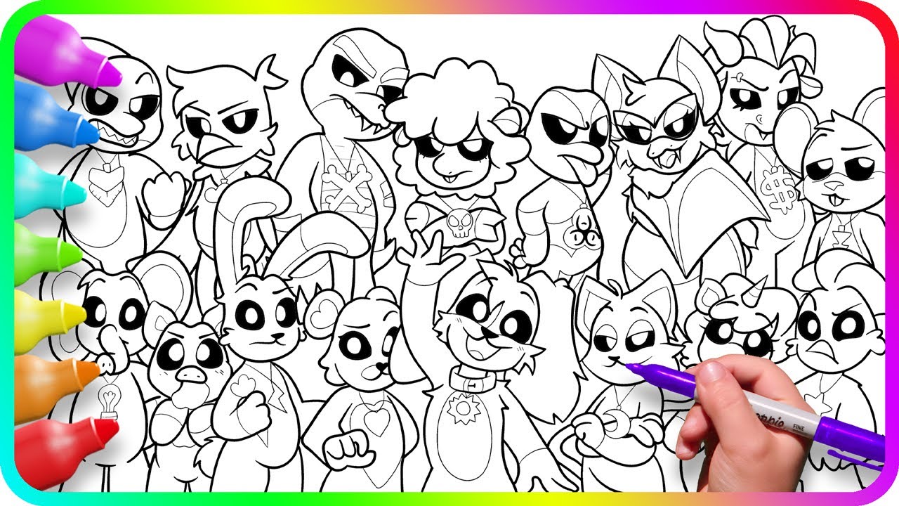 Coloring Pages NIGHTMARE CRITTERS vs SMILING CRITTERS. Satisfying Coloring Poppy Playtime characters